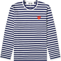 Comme Des Garçons Play Men's 'Heart Logo Stripe' Long-Sleeve T-Shirt
