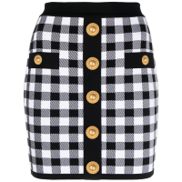 Balmain Women's 'Buttoned Gingham Knitted' Mini Skirt